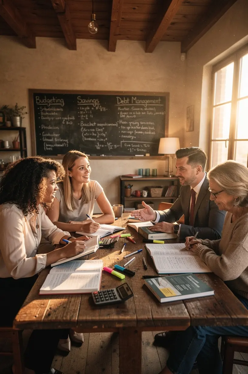 Olvasó, aki egy személyes pénzügyi alapokat tárgyaló könyvet tanulmányoz.