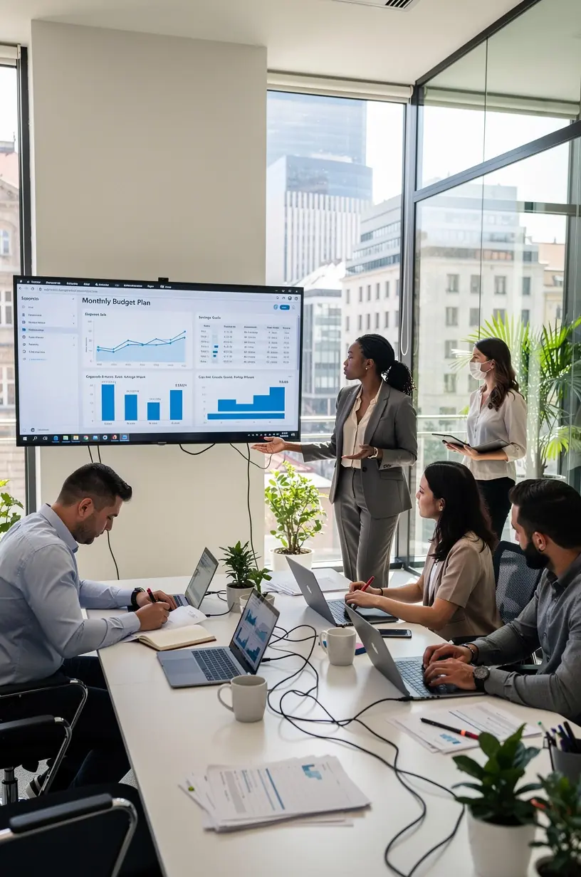 Diagram, amely a havi költségvetés kiegyensúlyozásának lépéseit szemlélteti.